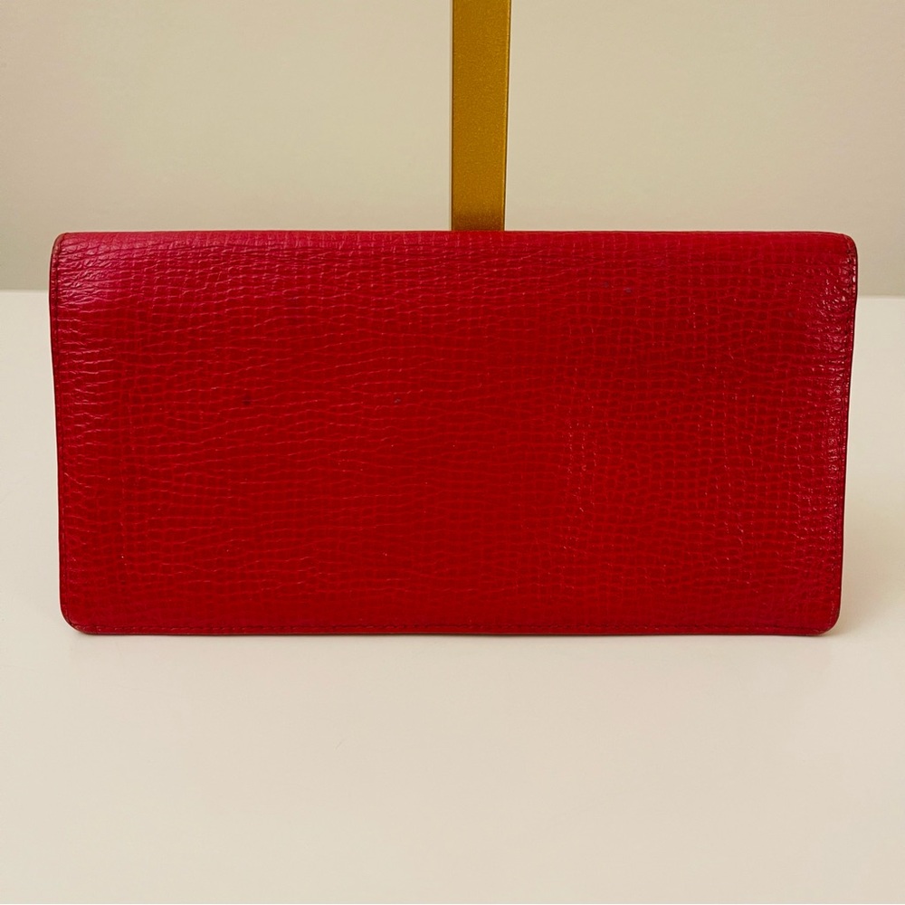 Vintage Christian Dior Red Pebbled Leather Continental Wallet - Picture 2 of 12
